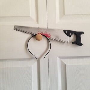 Halloween Costume Headband Bloody Saw Horror Prop Humor